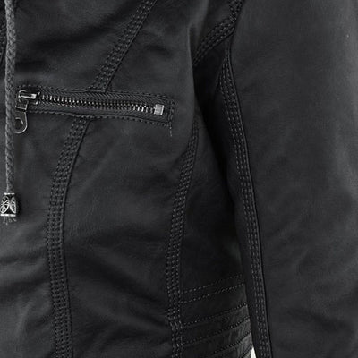Deza - Hooded Vegan Leather Jacket