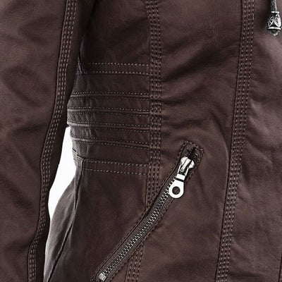 Deza - Hooded Vegan Leather Jacket