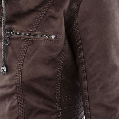 Deza - Hooded Vegan Leather Jacket