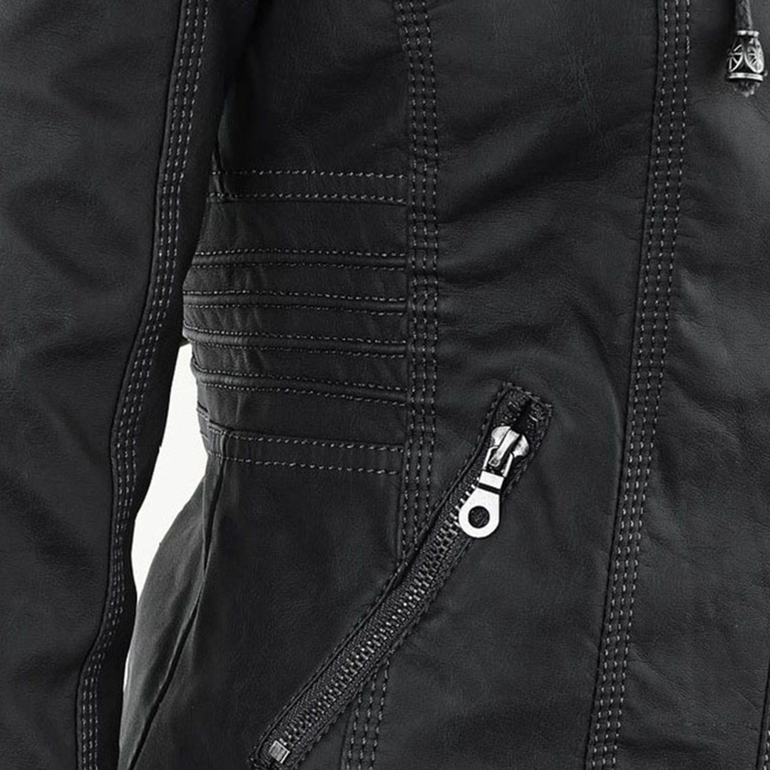 Deza - Hooded Vegan Leather Jacket
