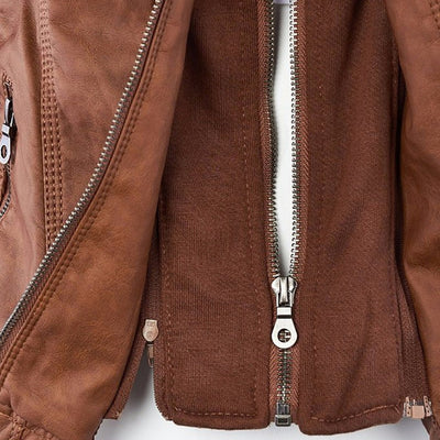 Deza - Hooded Vegan Leather Jacket