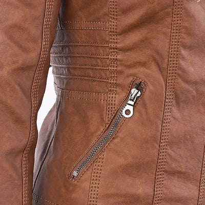 Deza - Hooded Vegan Leather Jacket