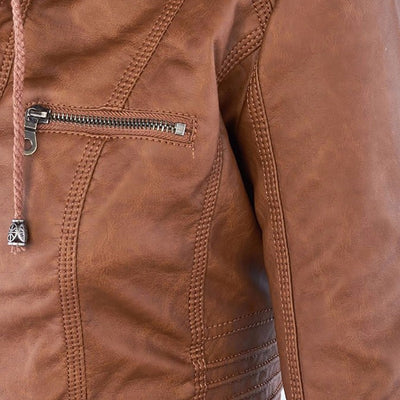 Deza - Hooded Vegan Leather Jacket