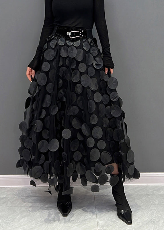 Reina - Elegant Dot Patchwork Tulle Skirt Fall