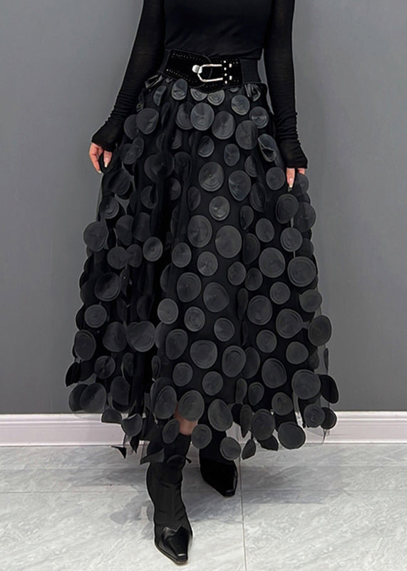 Reina - Elegant Dot Patchwork Tulle Skirt Fall
