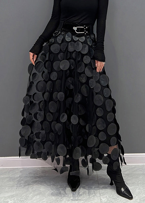 Reina - Elegant Dot Patchwork Tulle Skirt Fall