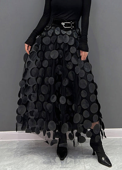 Reina - Elegant Dot Patchwork Tulle Skirt Fall