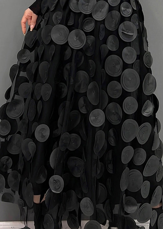 Reina - Elegant Dot Patchwork Tulle Skirt Fall