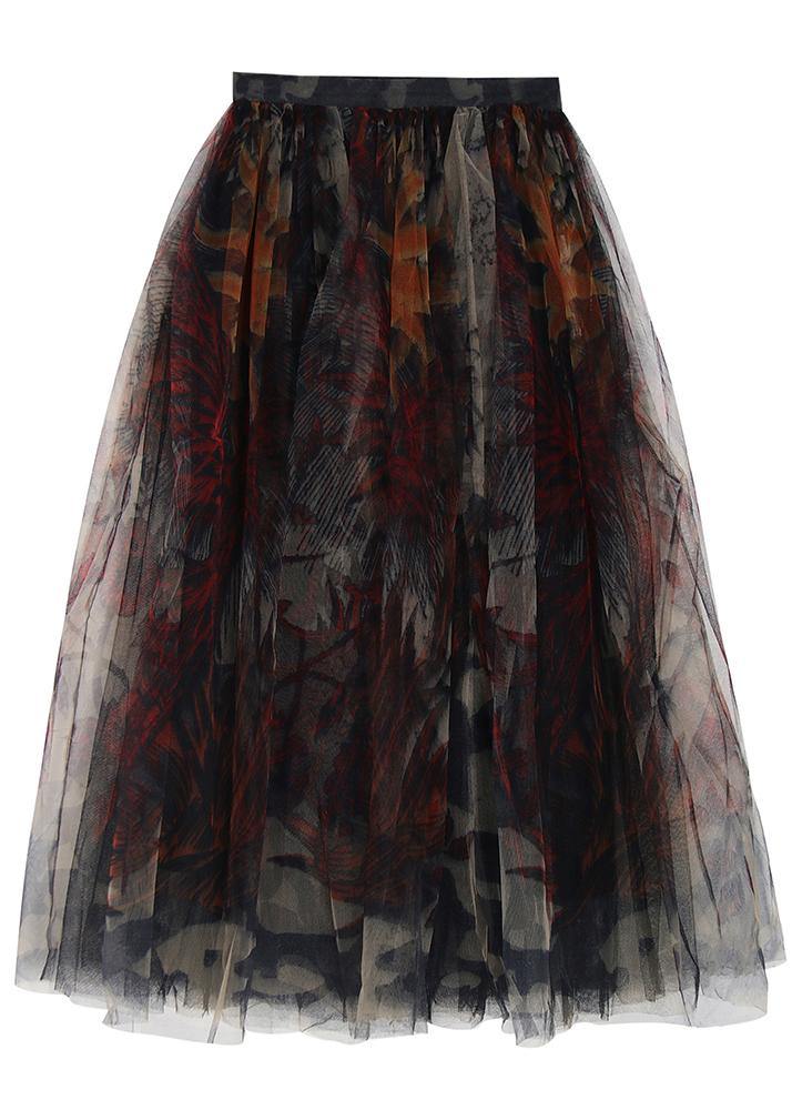 Jadis - Fine Black Print Lace A Line Tulle Skirts Summer
