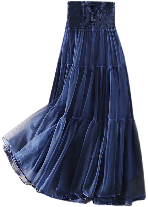 Mercy - French Blue wrinkled Patchwork Tulle Skirts Spring