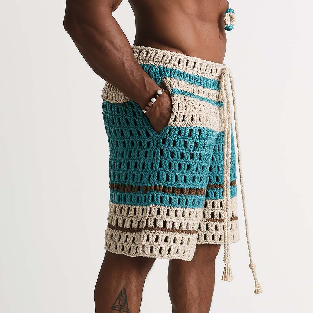 【24-hour shipping out】Men's Holiday Braided Beach Shorts MTA2138C6P