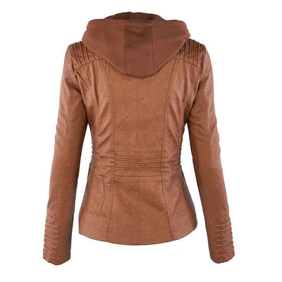 Deza - Hooded Vegan Leather Jacket