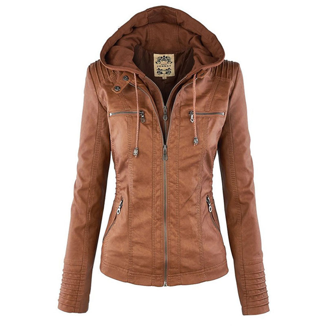 Deza - Hooded Vegan Leather Jacket
