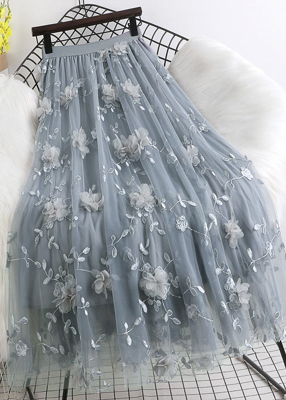 Paloma -  Embroidered Floral tulle Skirts Spring