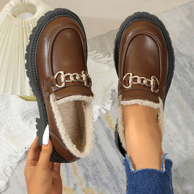 Poppy - Warm Comfy Chunky Loafers with Fleece Lining