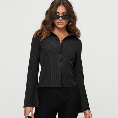 Carina - Stripe Collared Long Sleeve