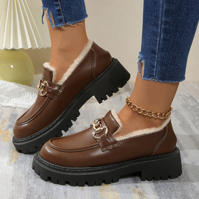Poppy - Warm Comfy Chunky Loafers with Fleece Lining