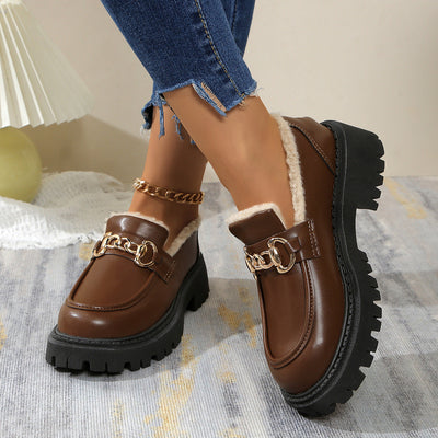 Poppy - Warm Comfy Chunky Loafers with Fleece Lining