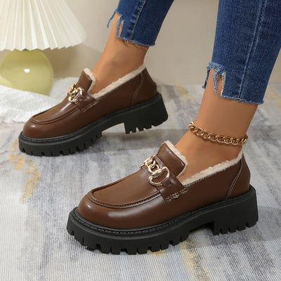 Poppy - Warm Comfy Chunky Loafers with Fleece Lining