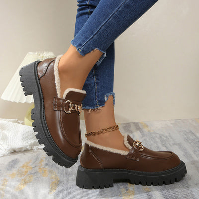 Poppy - Warm Comfy Chunky Loafers with Fleece Lining