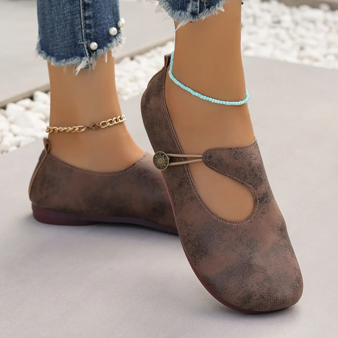 Abie - Vintage Button Flats