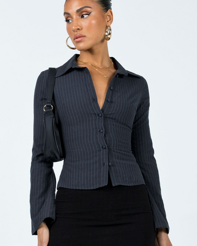 Carina - Stripe Collared Long Sleeve