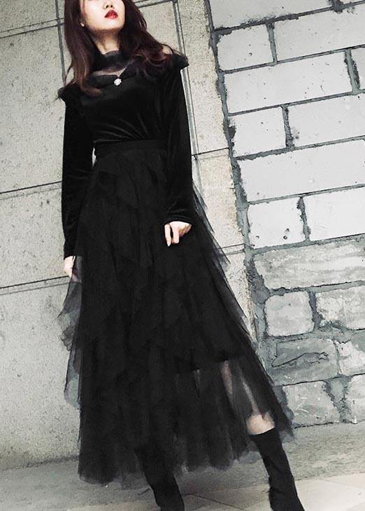 Nalani - Organic Black tulle Tiered Summer Skirts