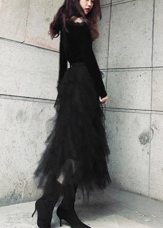 Nalani - Organic Black tulle Tiered Summer Skirts