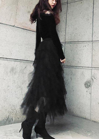Nalani - Organic Black tulle Tiered Summer Skirts