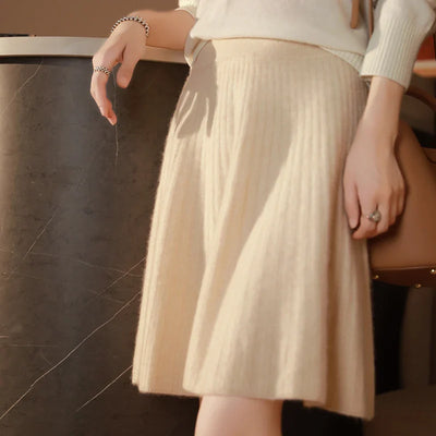 Knitted Brushed Wool Skirt