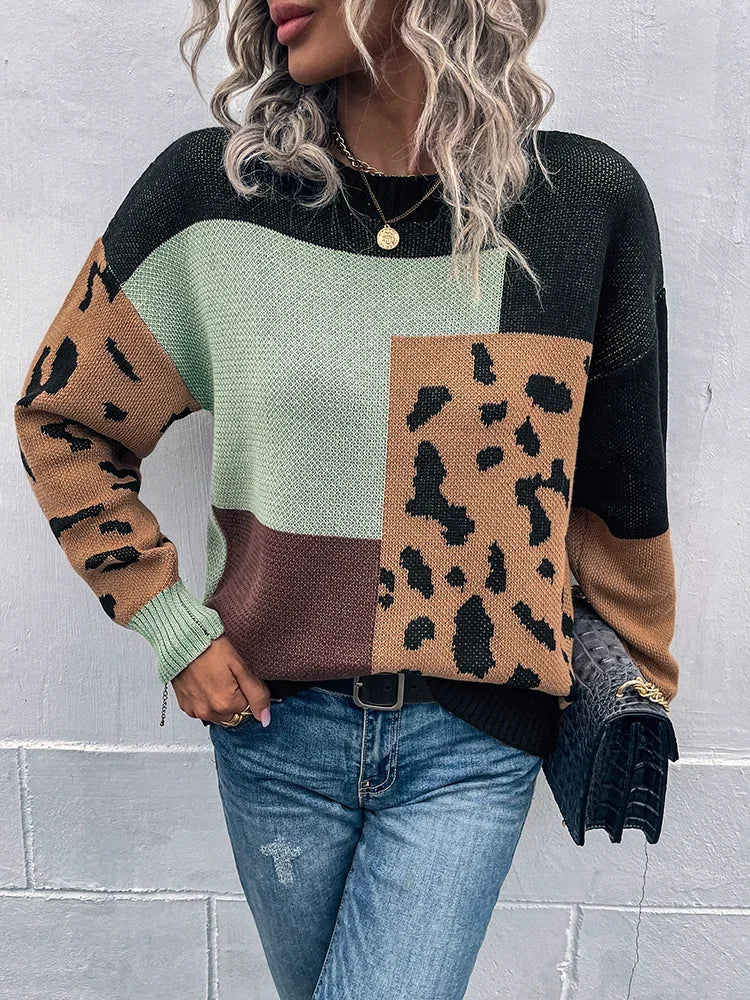 Tita - Leopard Patchwork Sweater