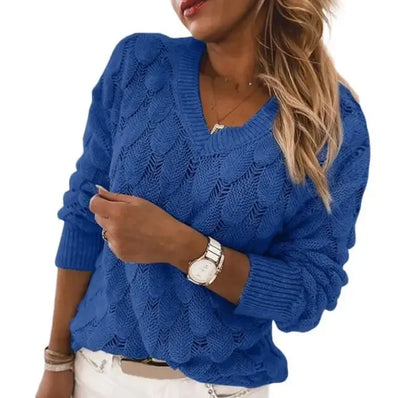 Poppy - V-Neck Sweater with Openwork