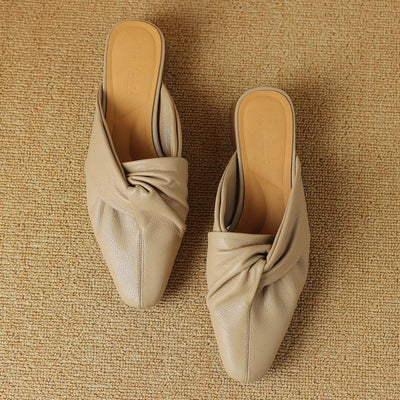 Bow-Knot Leather Mules