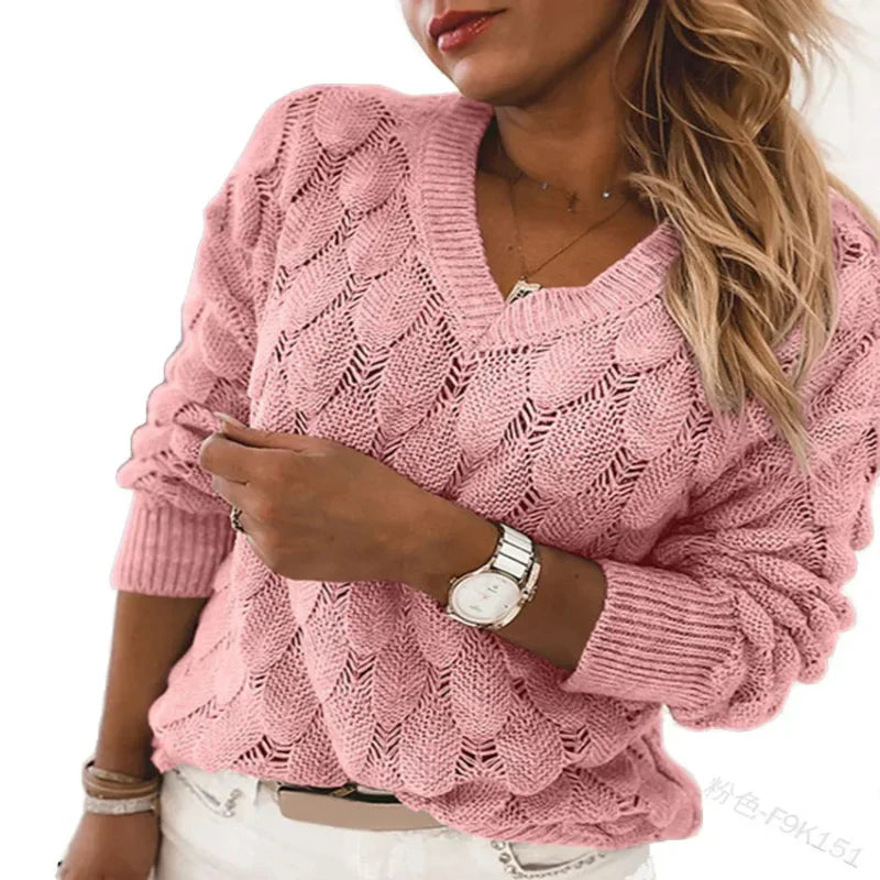 Poppy - V-Neck Sweater with Openwork