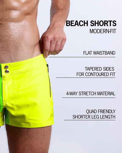 SINGLE BILINGUAL (NEON YELLOW/GREEN) - Beach Shorts