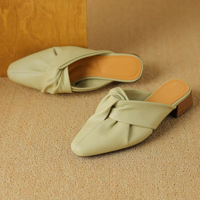 Bow-Knot Leather Mules