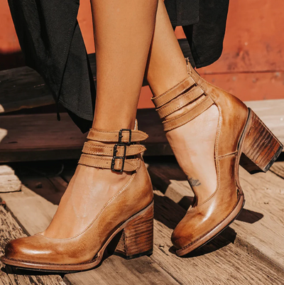 Lina - Classic Vintage Leather Heels
