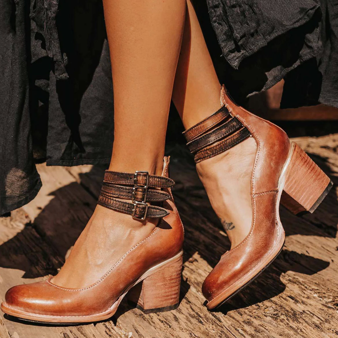 Lina - Classic Vintage Leather Heels