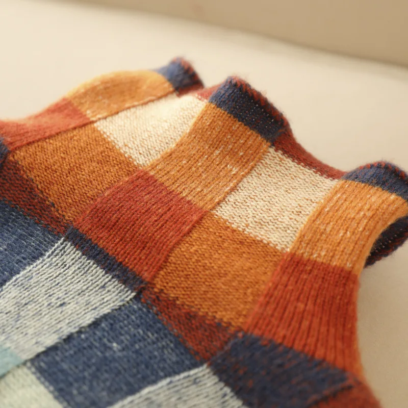 Elena - Colour Block Plaid Sweater
