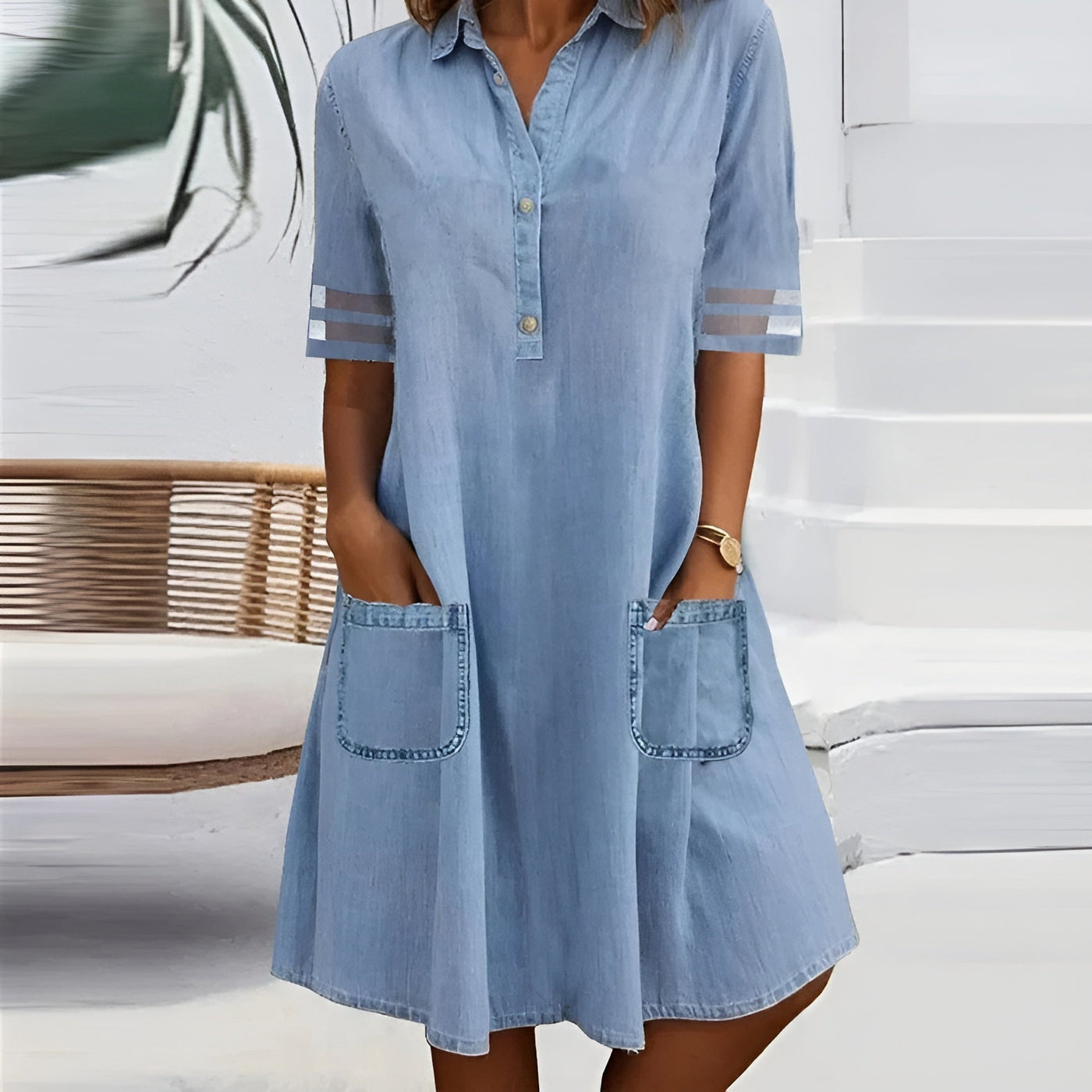 Denivia  - Light Denim Pocket Shirt Dress