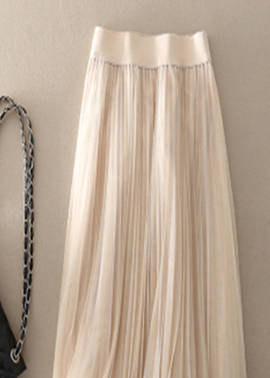 Melina - Style Apricot wrinkled Patchwork Tulle pleated skirt Spring