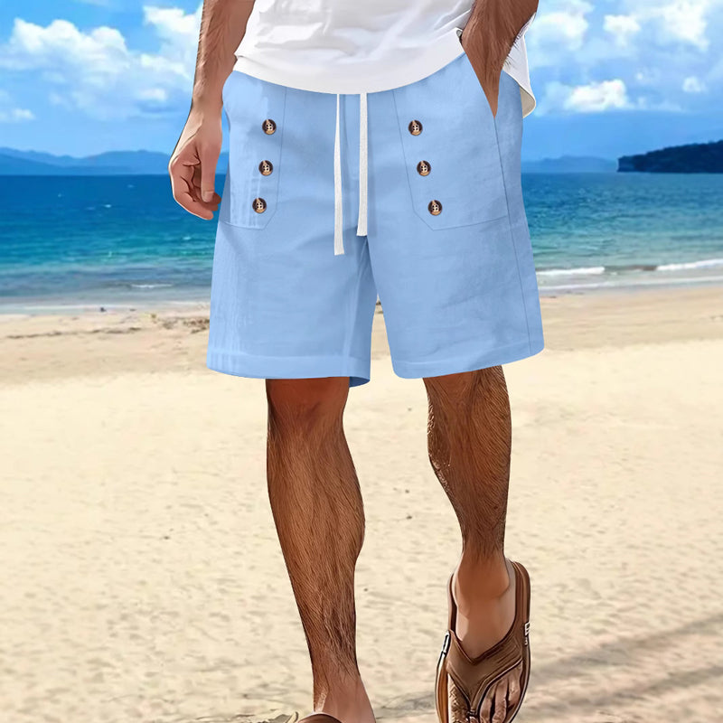 Men's Solid Color Casual Double-Breasted Shorts MTA2258E3X