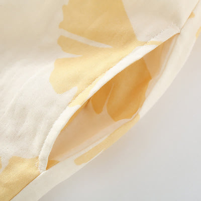 Davina - Ginkgo Leaf Bowknot Cotton Loungewear Set