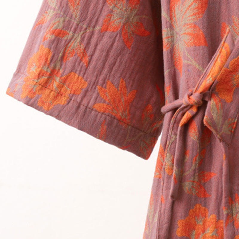 Monica - Jacquard Cotton V-Neck Bathrobe Pajama