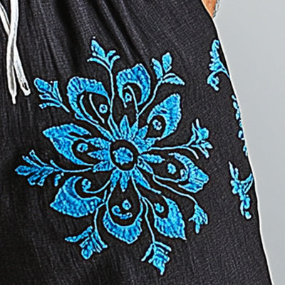 Men's Summer Cowboy Embroidered Light Linen Shorts MTA2890D2P
