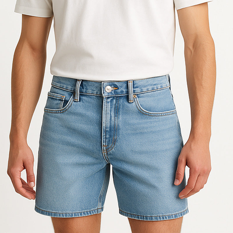Men's Summer Fashion Light Washed Denim Shorts MTA1682E3P