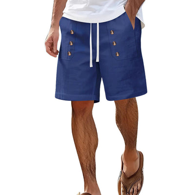 Men's Solid Color Casual Double-Breasted Shorts MTA2258E3X