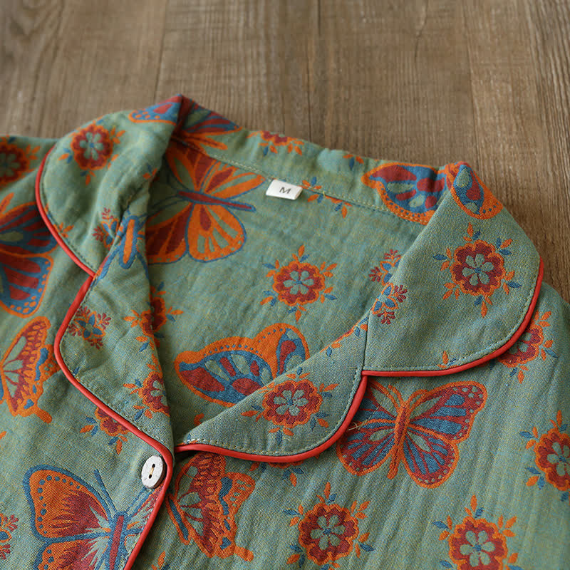 Tahlie - Vintage Butterfly Print Loungewear Set