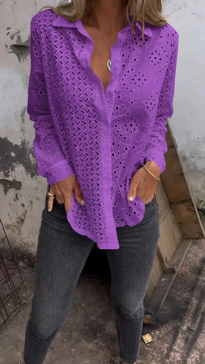 Lyda - Eyelet Lace Button-Up