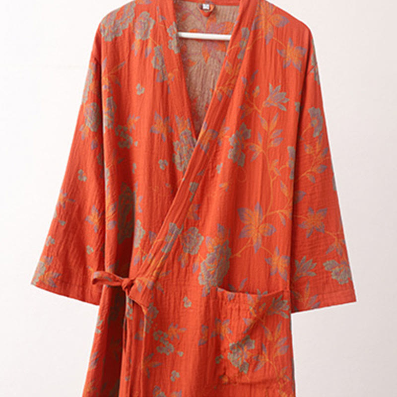 Monica - Jacquard Cotton V-Neck Bathrobe Pajama
